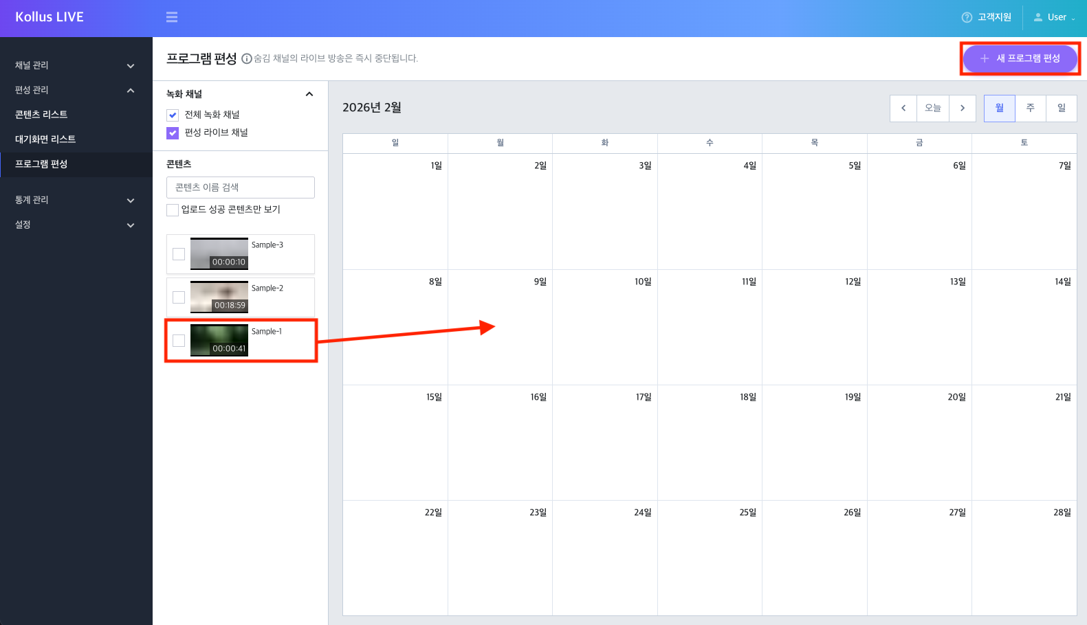 프로그램 편성 화면