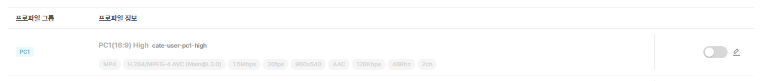 인코딩 프로파일 비활성화 상태